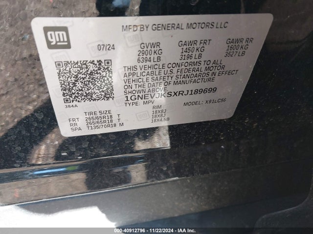 1GNEVJKSXRJ189699 Chevrolet Traverse Awd Z71