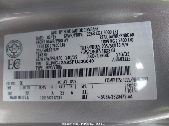 5LMCJ2A95FUJ36640 Lincoln MKC