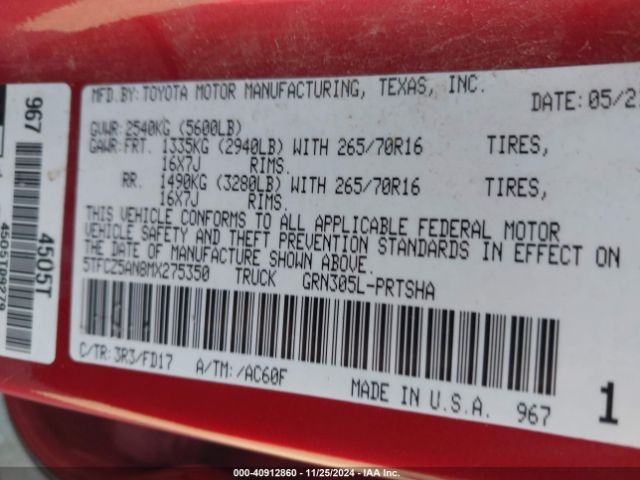 5TFCZ5AN8MX275350 Toyota Tacoma Trd Off-road