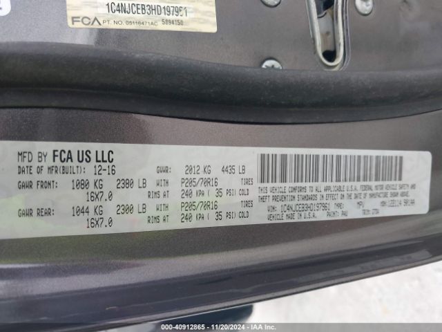 1C4NJCEB3HD197961 Jeep Compass Latitude Fwd