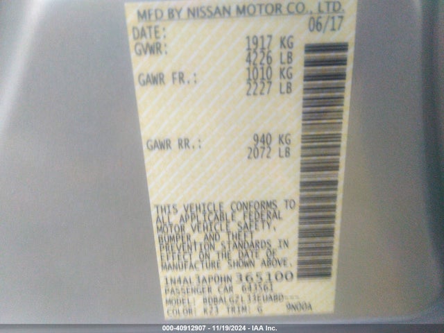 Nissan Altima 2.5 S 2017 1N4AL3AP0HN365100 Image 9