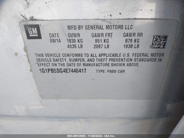 1G1PB5SG4E7446417 Chevrolet Cruze Ls Manual