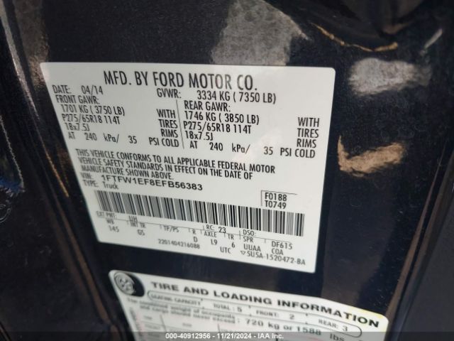 1FTFW1EF8EFB56383 Ford F-150 Xlt