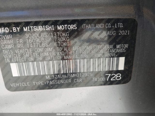 ML32AUHJ5MH012925 Mitsubishi Mirage Carbonite Edition/es/le