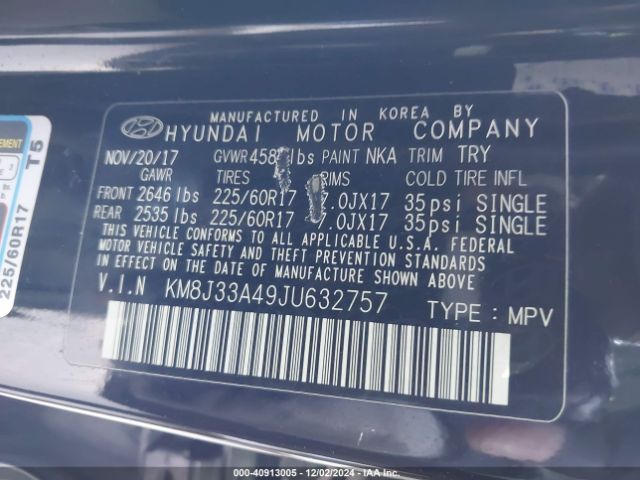 2018 HYUNDAI TUCSON KM8J33A49JU632757 Photo 8