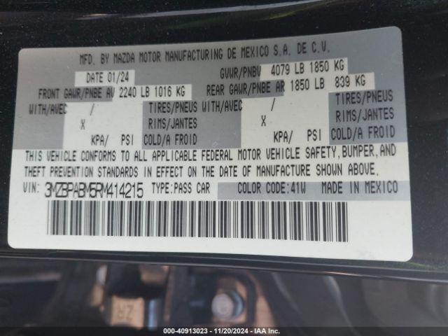 3MZBPABM5RM414215 Mazda Mazda3 2.5 S Select Sport