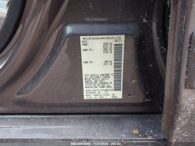 Nissan Altima 2.5 S 2015 1N4AL3AP7FC458656 Image 9