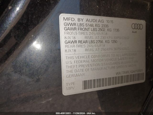 WA1TFAFL1GA012501 Audi Allroad 2.0t Premium