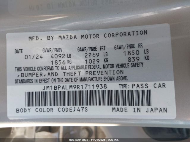JM1BPALM9R1711938 Mazda Mazda3 2.5 S Preferred