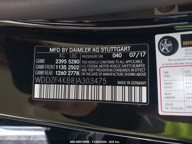 WDDZF4KB8JA303475 Mercedes-Benz E 300 4matic