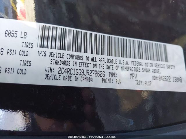 2C4RC1GG9JR272626 Chrysler Pacifica Limited