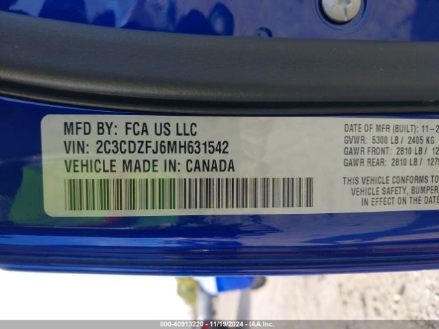 2C3CDZFJ6MH631542 Dodge Challenger R/t Scat Pack