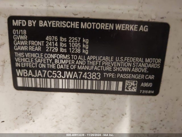WBAJA7C53JWA74383 BMW 530i Xdrive