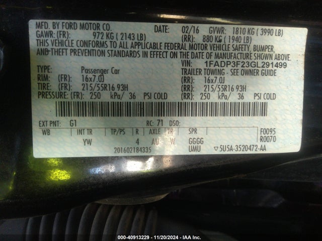 Ford FOCUS SE 2016 1FADP3F23GL291499 Image 9