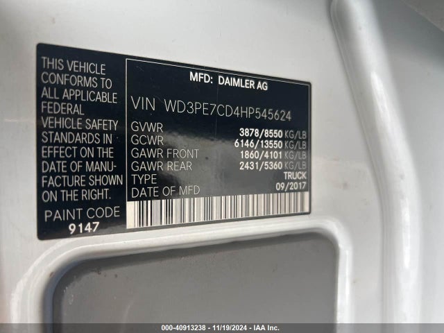 WD3PE7CD4HP545624 Mercedes-Benz Sprinter 2500 Standard Roof V6