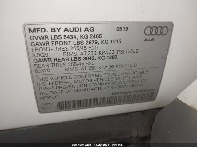 WA1BNAFYXK2109502 Audi Q5 45 Premium