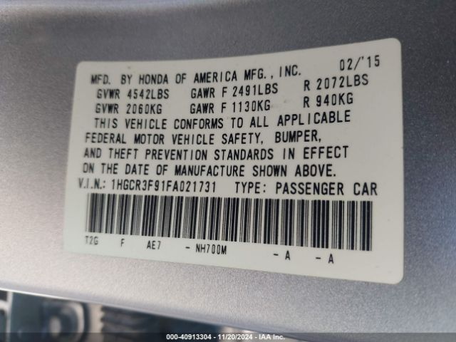 1HGCR3F91FA021731 Honda Accord Touring