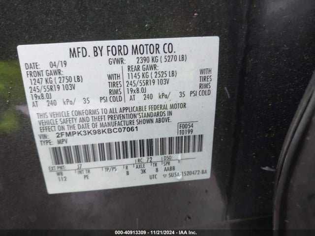 Ford Edge Titanium 2019 2FMPK3K98KBC07061 Image 9