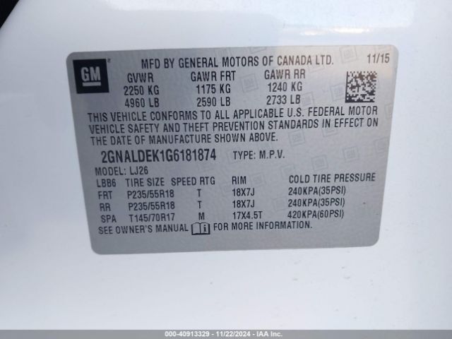 2GNALDEK1G6181874 Chevrolet Equinox Ltz