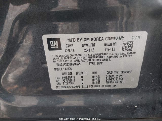 KL4CJASB3GB618579 Buick Encore