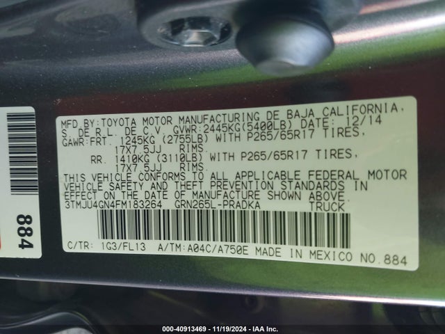Toyota Tacoma Double Cab Prerunner 2015 3TMJU4GN4FM183264 Image 9