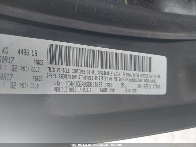 Jeep Compass Sport 2016 1C4NJCBA0GD611885 Image 9