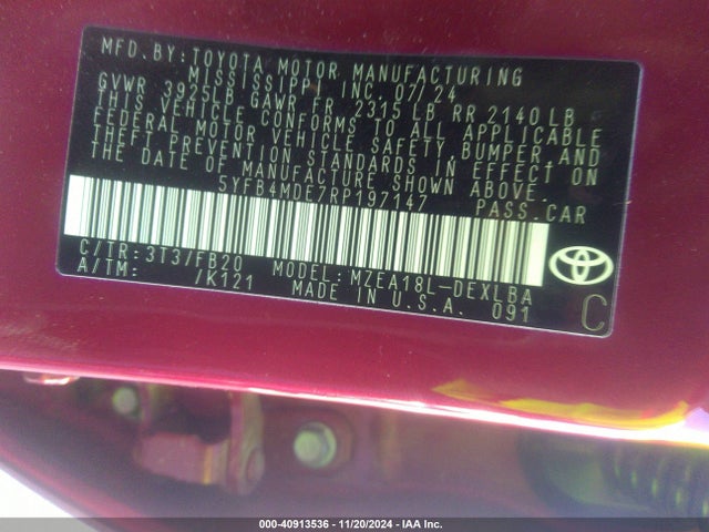 Toyota COROLLA LE 2024 5YFB4MDE7RP197147 Image 9