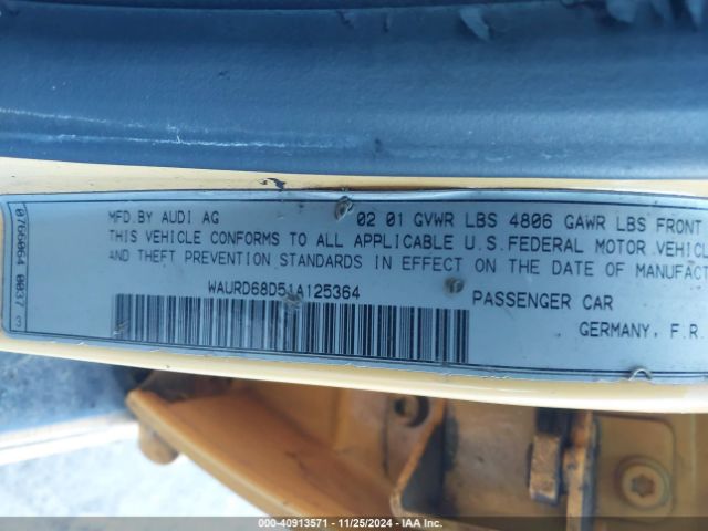 2001 AUDI S4 WAURD68D51A125364 Photo 8