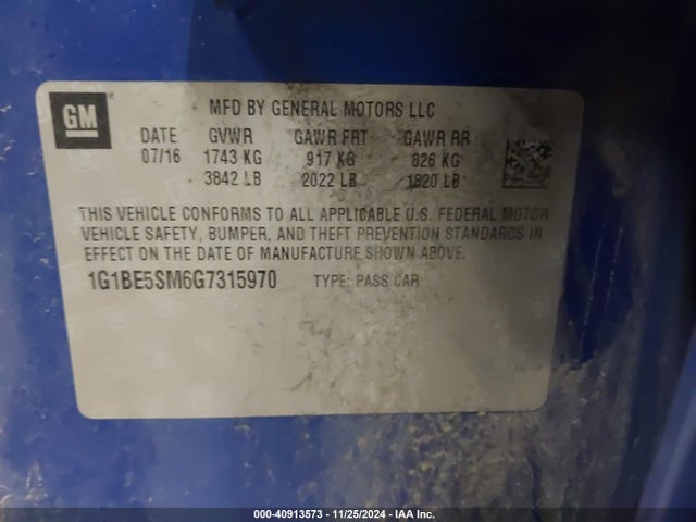 Chevrolet Cruze Lt Auto 2016 1G1BE5SM6G7315970 Image 9