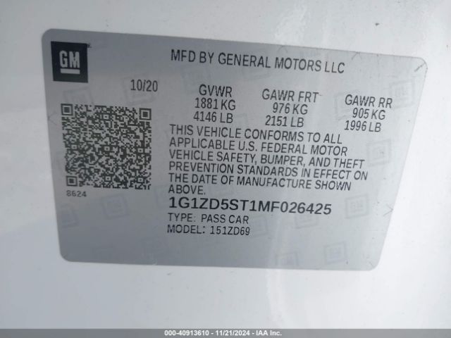 1G1ZD5ST1MF026425 Chevrolet Malibu Fwd Lt