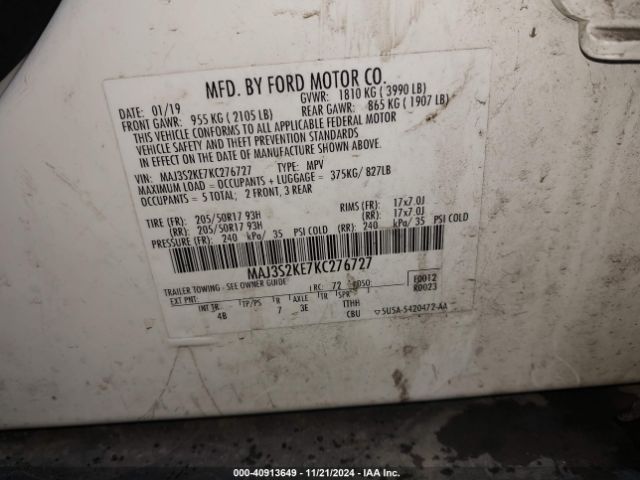 MAJ3S2KE7KC276727 Ford Ecosport Titanium