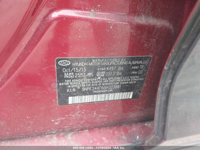 Hyundai SONATA SE 2016 5NPE24AF6GH323881 Image 9