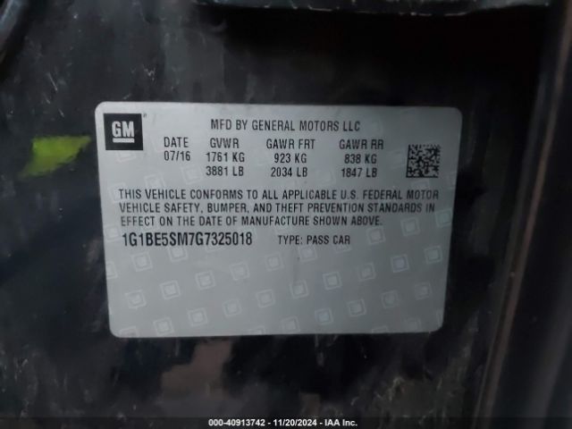1G1BE5SM7G7325018 Chevrolet Cruze Lt Auto