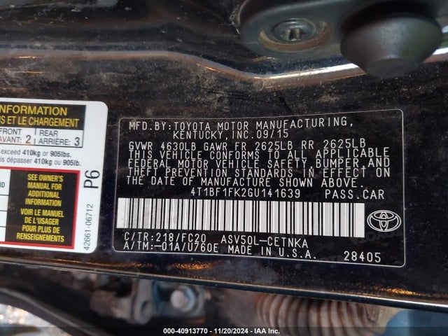 Toyota CAMRY LE 2016 4T1BF1FK2GU141639 Image 9
