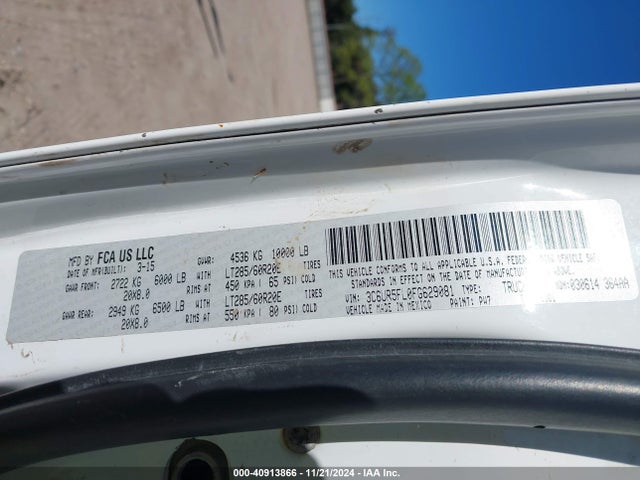 RAM 2500 2015 3C6UR5FL0FG629081 Image 9