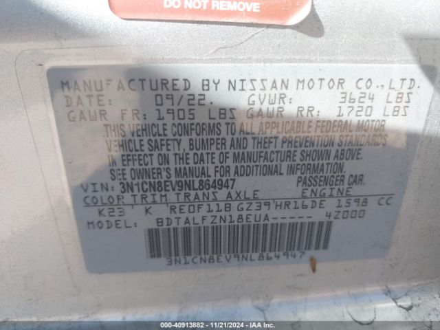 3N1CN8EV9NL864947 Nissan Versa 1.6 Sv Xtronic Cvt