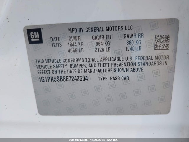 1G1PK5SB8E7243504 Chevrolet CRUZE LT