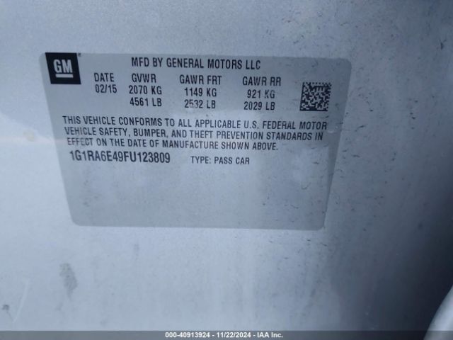 1G1RA6E49FU123809 Chevrolet Volt