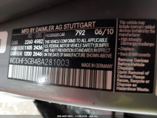 2011 MERCEDES-BENZ E 350 WDDHF5GB4BA281003 Photo 8