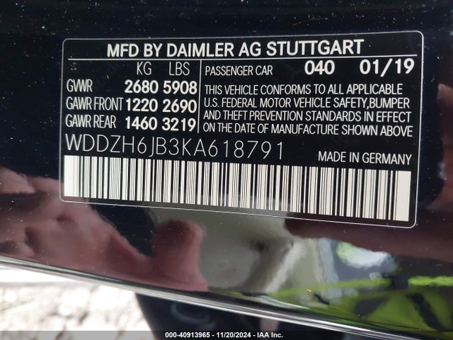 WDDZH6JB3KA618791 Mercedes-Benz E 450 4matic