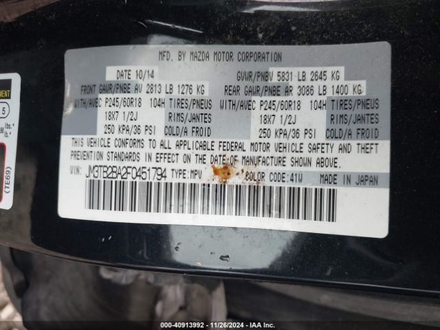 JM3TB2BA2F0451794 Mazda CX-9 SPORT
