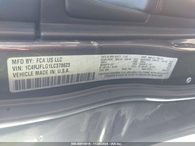 2020 JEEP GRAND CHEROKEE 1C4RJFLG1LC378623 Photo 8