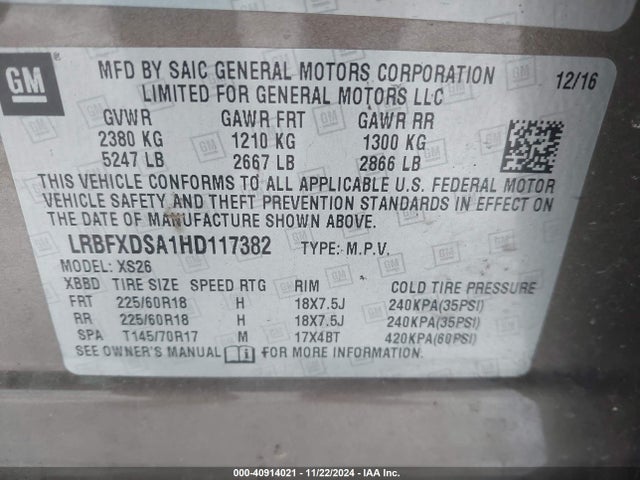 LRBFXDSA1HD117382 Buick Envision Essence