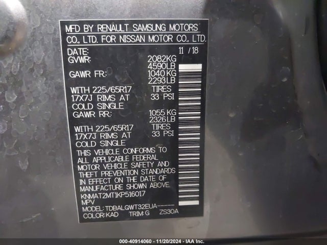 Nissan ROGUE SV 2019 KNMAT2MT1KP516017 Image 9