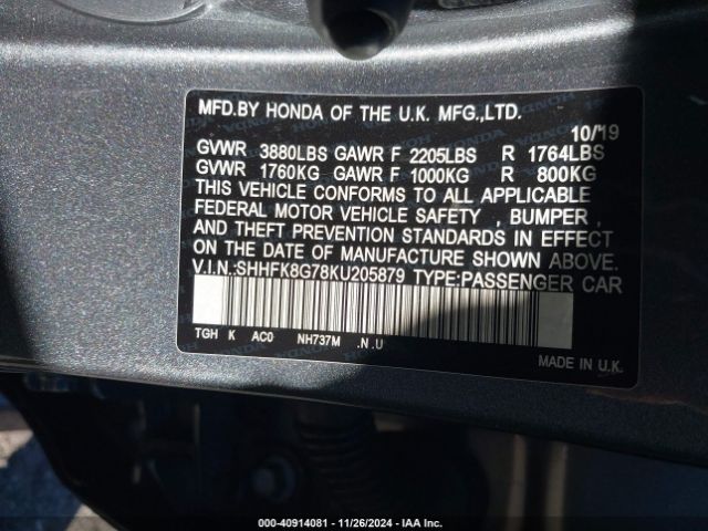 SHHFK8G78KU205879 Honda Civic Type R Touring