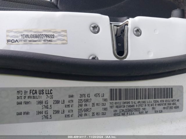 1C4NJDEB0GD799222 Jeep Compass High Altitude Edition