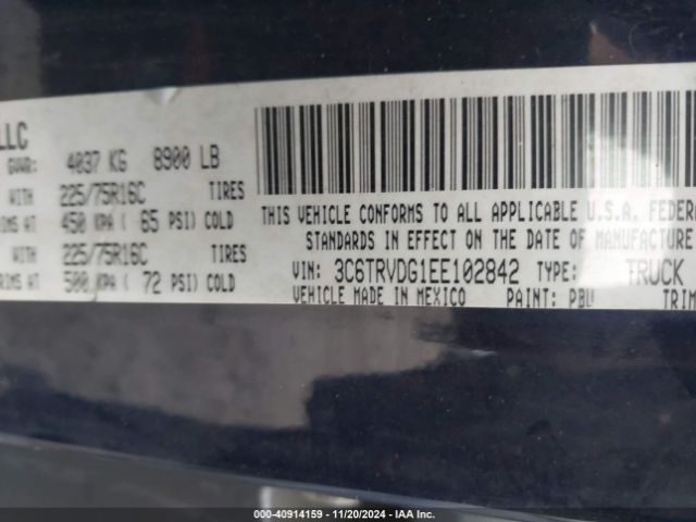 3C6TRVDG1EE102842 RAM Promaster 2500 High Roof