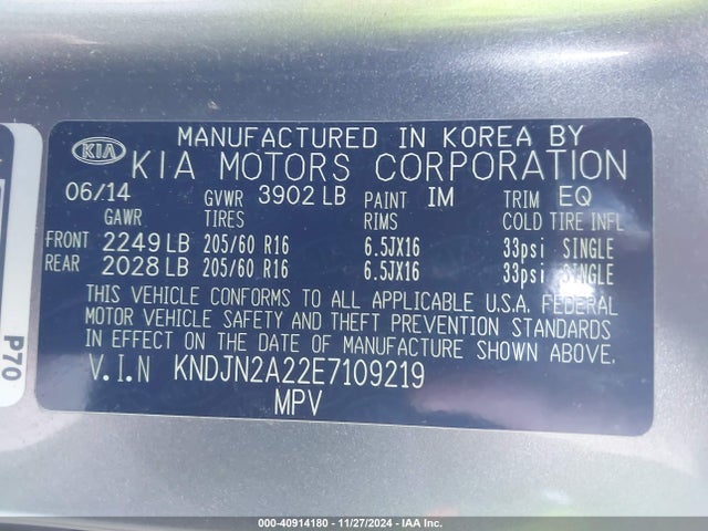 KIA Soul 2014 KNDJN2A22E7109219 Image 9