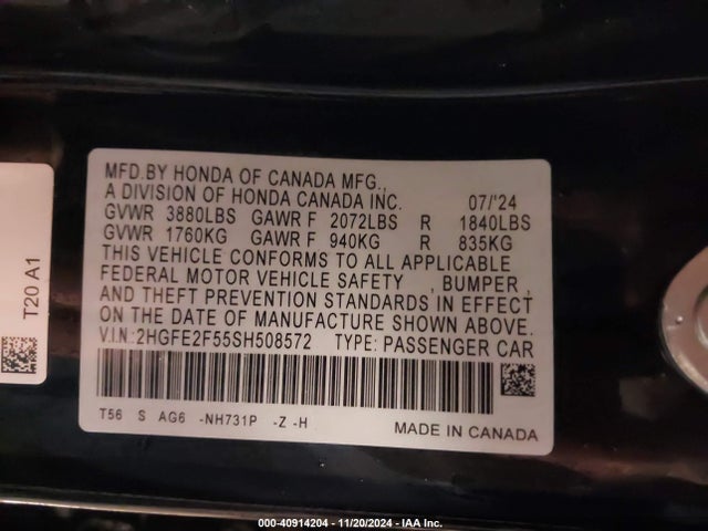 Honda Civic Sport 2025 2HGFE2F55SH508572 Image 9