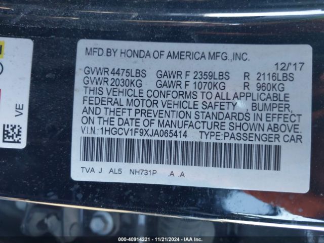 1HGCV1F9XJA065414 Honda Accord Touring